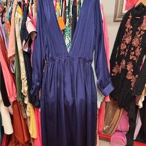 Chic Long Sleeve Navy Dress